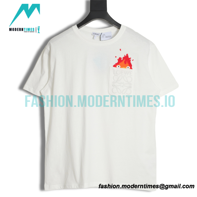 Loewe - 23SS Flame Four-leaf Clover Pocket Short-sleeved T-shirt Loewe - 23SS Flame Four-leaf Clover Pocket Short-sleeved T-shirt